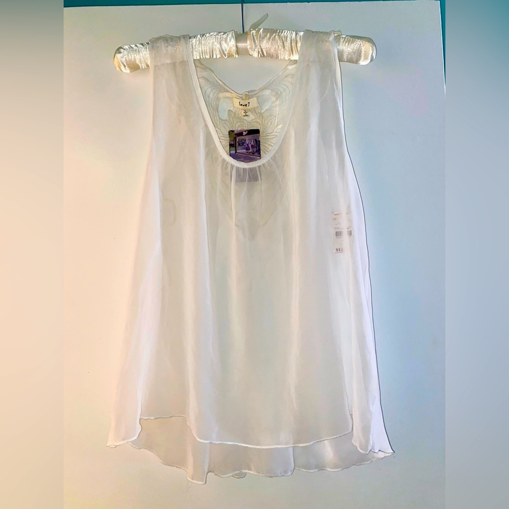 New with tags, white sheer flowy tank top.